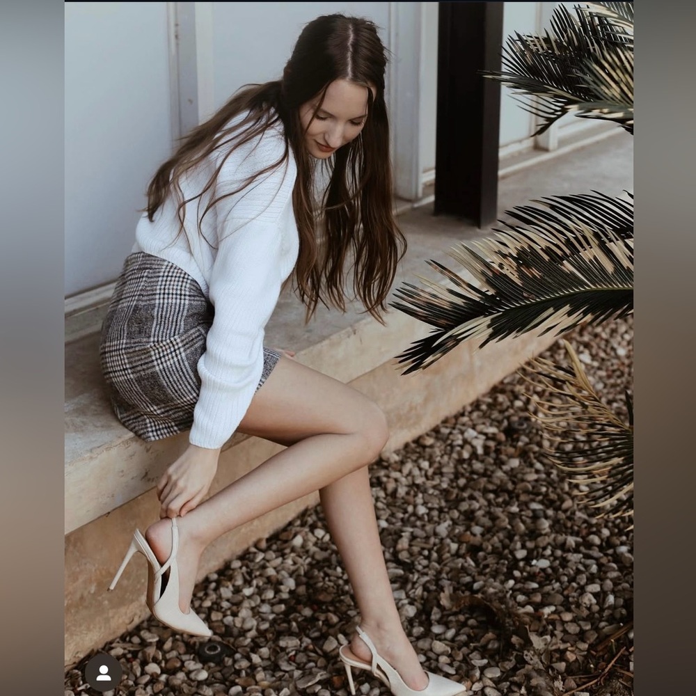 Black and White Plaid Mini Skirt. Size XS.